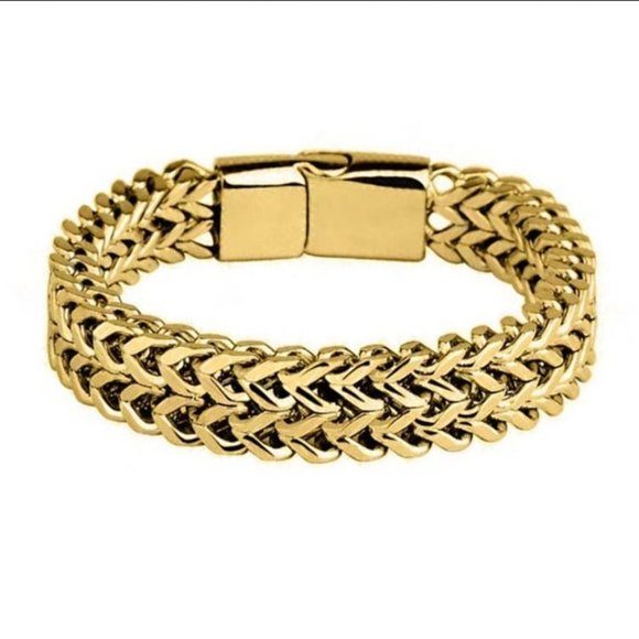 18K Gold Mens Franco Chain Link Bracelet Retro Style Guys 18 Karat K Jewelry NEW - Picture 8 of 11